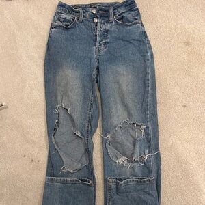 Distressed Blue Jeans